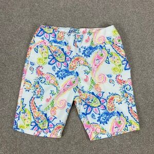 IBKUL Sharon Paisley Golf Shorts Womens 8 Multicolor Stretch Sporty Pull On New